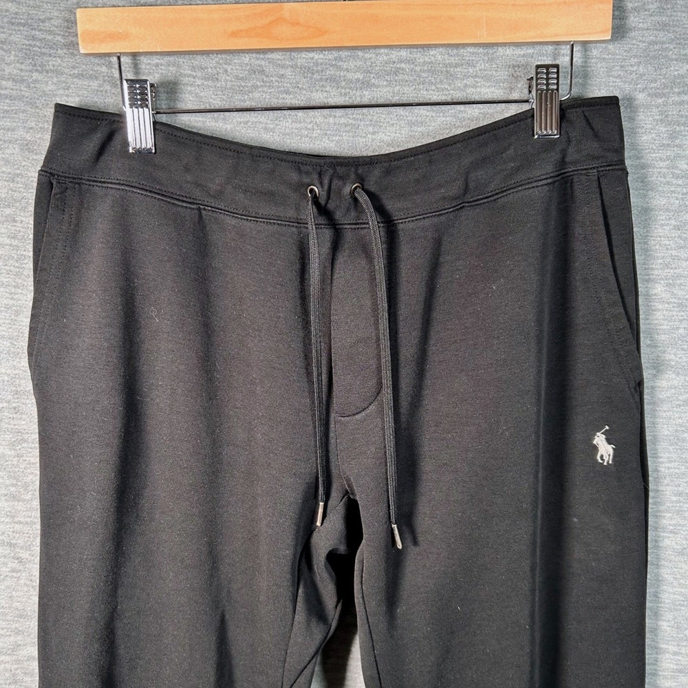 Polo Ralph Lauren Double Knit Jogger Sweatpants Mens M Black Tapered Pony Logo